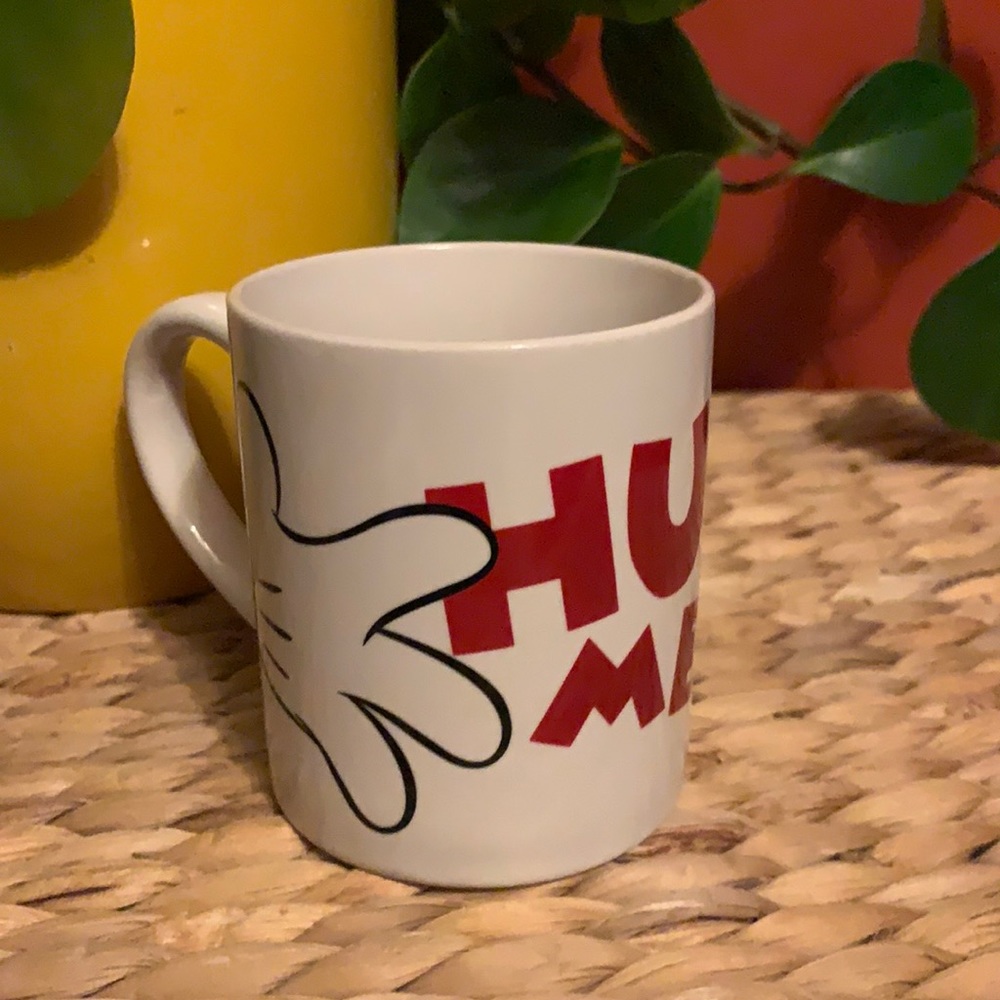Vintage Disney Mickey Mouse hands “HUG ME” mug